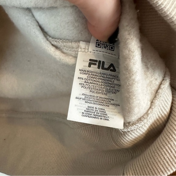 FILA | Tan Neutral Logo Monogram Hooded Sweatshirt Size Large - Picture 4 of 5